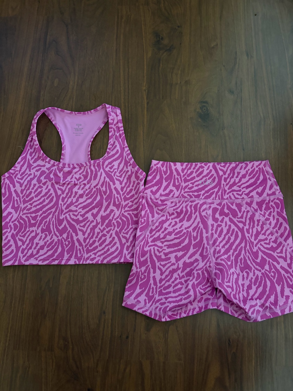 Fleo Pink Zebra-Print Bike Shorts & Crop Tank Set